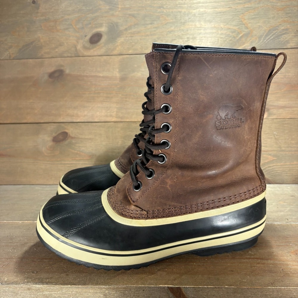 Sorel 1964 Mens size 10.5 shoes Brown Waterproof Leather Duck Snow boots